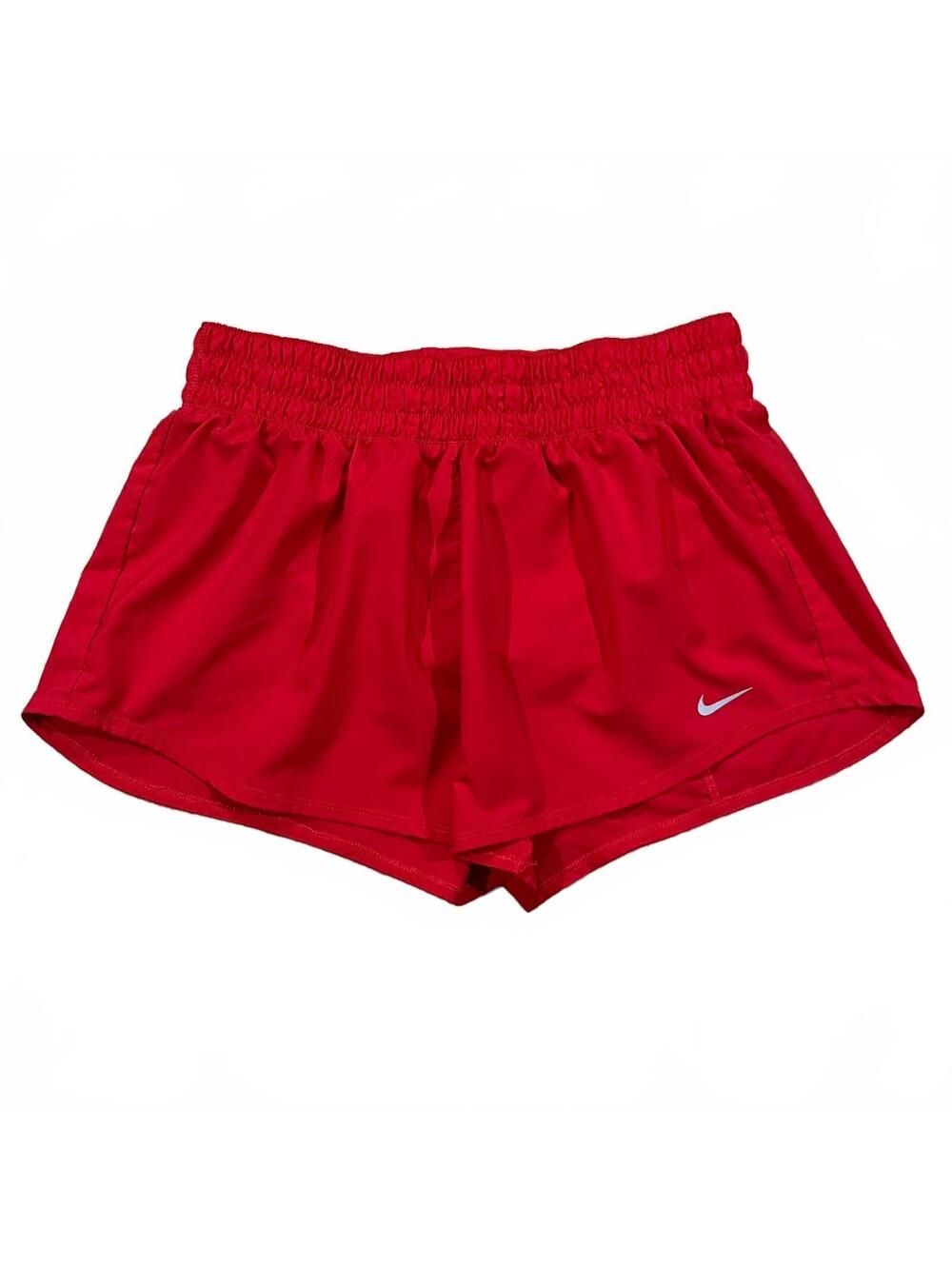 Nike Women's One Dri-fit Mid Rise 3" Brief Lined Shorts Red Size Medium
